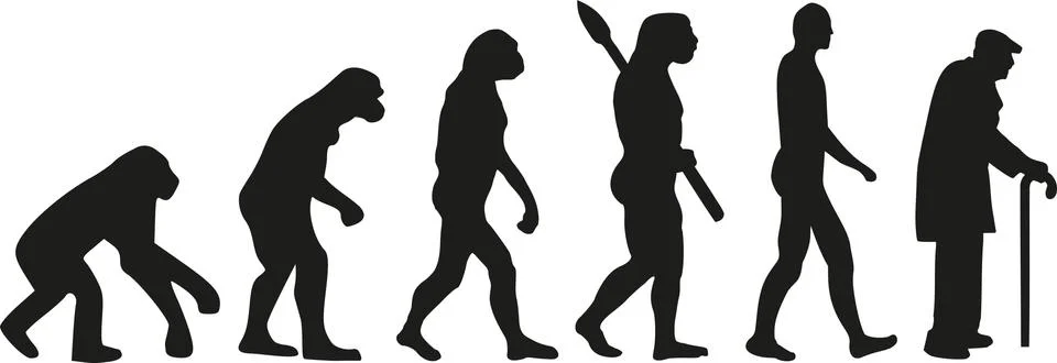 Old man evolution Stock Illustration