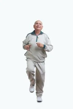 Old man exercising Stock Photos
