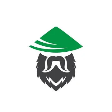 Old man farmer long beard logo design, vector graphic symbol icon illustrat.. Illustrazione stock