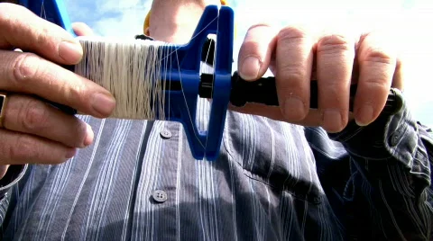 Old Man Flying Kite Stock Footage