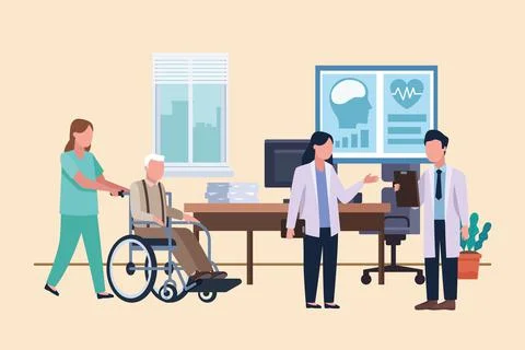 Old man in geriatrics services Stock Illustration