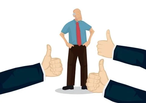 Old man getting praises for doing a good job. Concept of hardwork, recognitio Stock Illustration