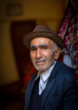 Old Man With A Hat Inside The Old Bazaar, Tabriz, Iran Stock Photos