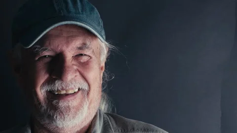Old Man with a Hat is So Happily Laughing Vídeo Stock 321371325