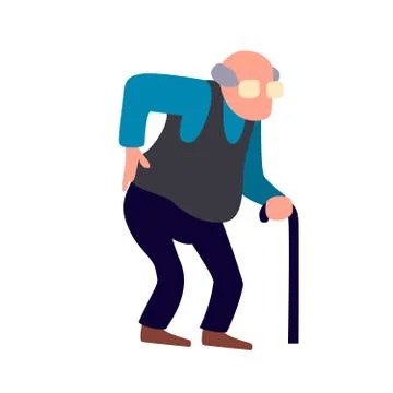 Old man is having back pain. Senior injury health problem. Elderly male feelling Stock Illustration
