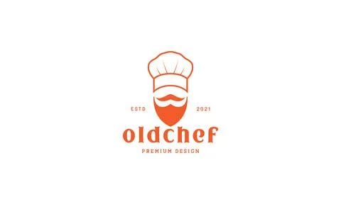 Old man head chef with beard logo symbol vector icon illustration graphic d.. Stockillustratie