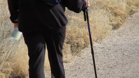 Old man hiking Stock Footage 1060372