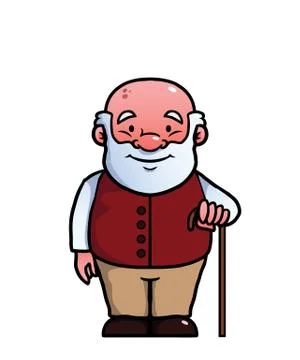 Old man holding a cane Stock Illustration