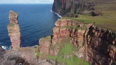 Old Man of Hoy sea stack Hoy island Orkney Scotland 30/08/2023 Stock Footage 303431750