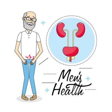 Old man with illness of the urinary system Stock Illustration