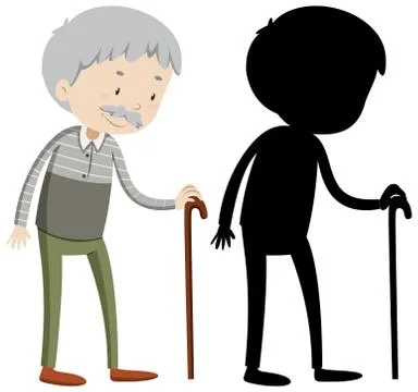 Old man with its silhouette Stock Illustration