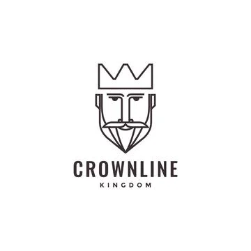 Old man king bearded line polygon logo design vector Stock Illustration