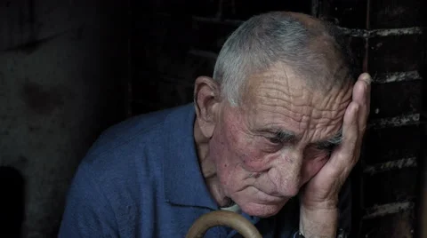 Old man with a lined face, hard life, retired, portrait Stock-Footage 59134197