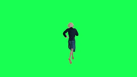 Old man in local clothes running fast, back angle green screen Stock Footage 259825000