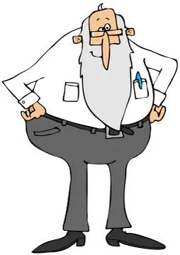 Old man with a long beard Stock Illustration