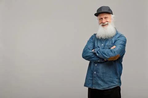 Old man with a long beard Stock Photos