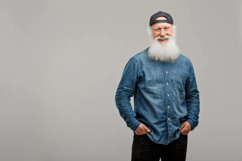 Old man with a long beard Stock Photos