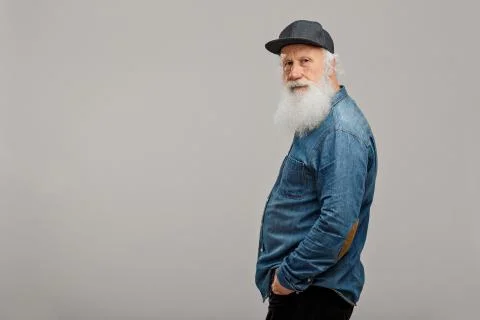 Old man with a long beard Stock Photos