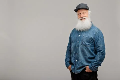 Old man with a long beard Stock Photos