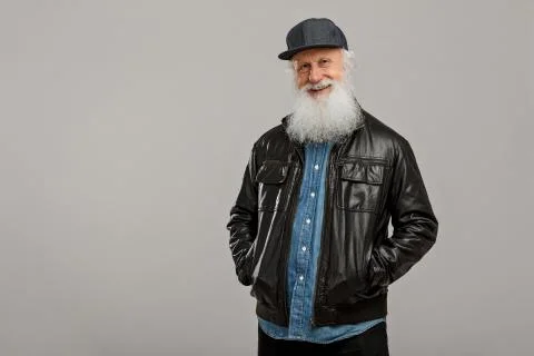 Old man with a long beard Stock Photos