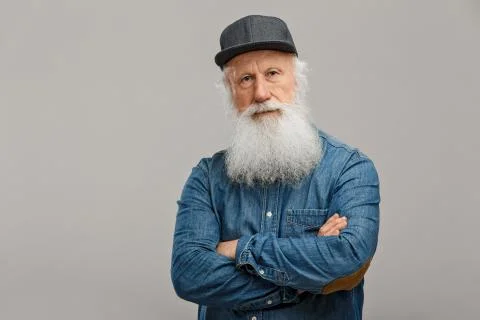 Old man with a long beard Stock Photos