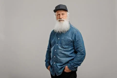 Old man with a long beard Stock Photos