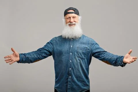Old man with a long beard Stock Photos