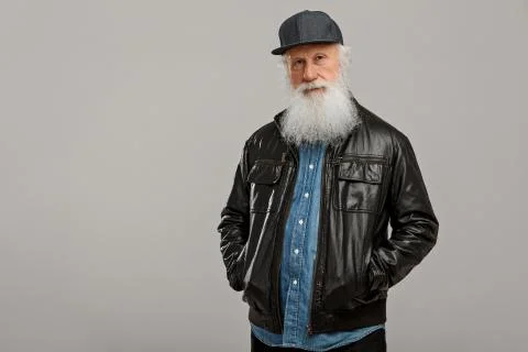 Old man with a long beard Stock Photos