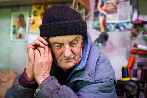 Old man looking sad Stock Photos