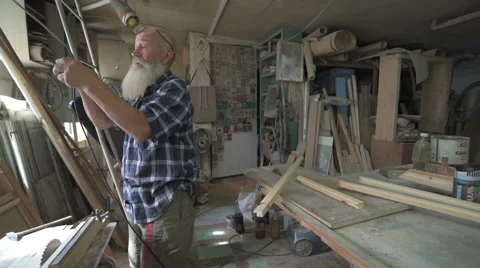 The old man male carpenter Video stock 66299876