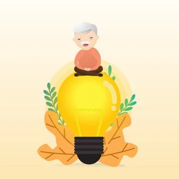 Old man meditation concept. Stock Illustration