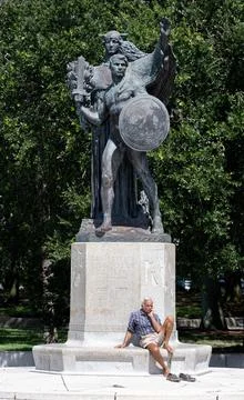 Old Man on Memorial Stock Photos