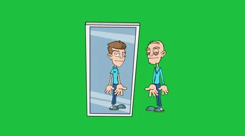 Old Man in the Mirror, Version #2:  Matte + Loop Video stock 67353327
