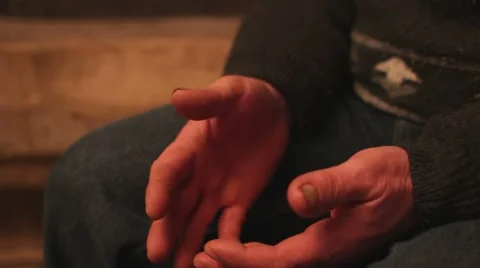 Old man moving hands while telling a story Stock Footage 47175787