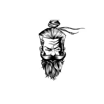 A old man with mustache,beard vector illustration Stock Illustration