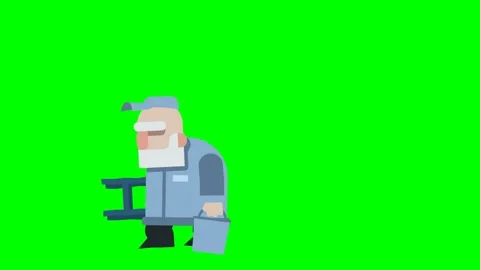 An old man or a service man who is repairing or cleaning, who is holding a Stock Footage 285959862