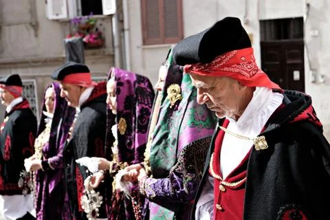 Old man pensive during the procession Stock Photos
