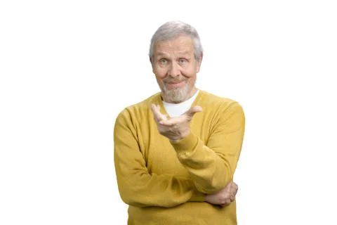 Old man in perplexity portrait. Stock Photos