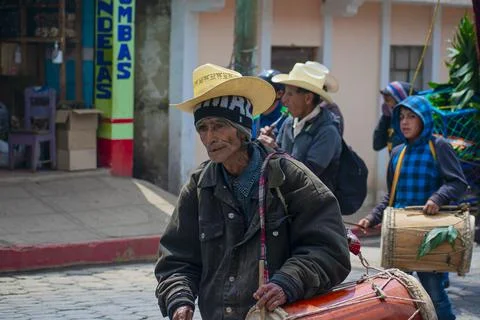 Old man playing drum Stock Photos