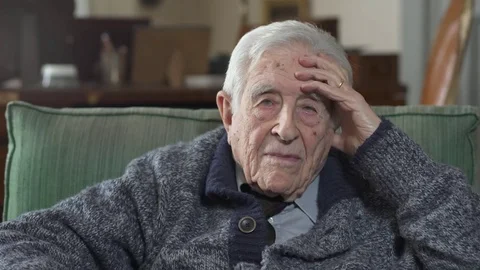  Old Man Portrait: Closeup Portrait On Thougtful Old Man Stock Footage 75079656