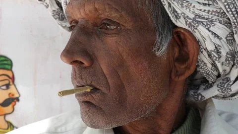Old Man Posing in Udaipur, India Stock Footage 70839901