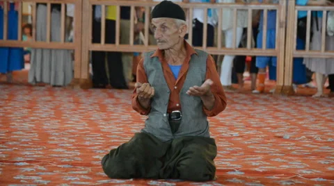 Old Man Praying in The Mosque Stock Footage 46261942