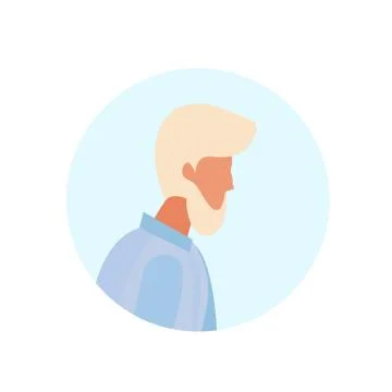 Old man profile avatar elderly grandfather isolated portrait flat cartoon Stock Illustration