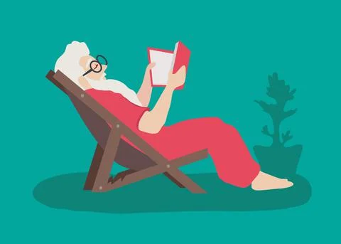 Old Man Reading book Stock Illustration