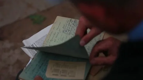 The Old Man Reads The Diaries Stock Footage 1047730