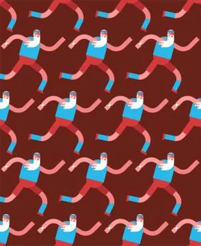 Old man running pattern seamless. Grandfather run background. Elderly runner. Stock Illustration