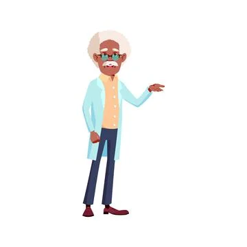 Old man science worker explaining theory cartoon vector Illustrazione stock