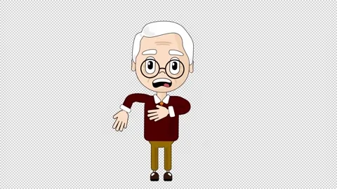 Old Man Shocked Animation Character Talking Head Loop Alpha Cartoon Avatar Stock Footage 237385519