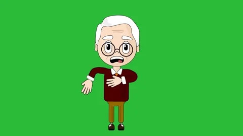 Old Man Shocked Animation Character Talking Head Loop Alpha Cartoon Avatar Stock Footage 237385591