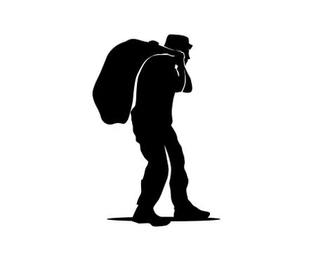 Old man silhouette Stock Illustration